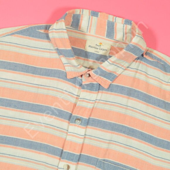 Marine Layer Other - Marine Layer Shirt Mens L Cream Orange Flannel Cotton Button Down Short Sleeve